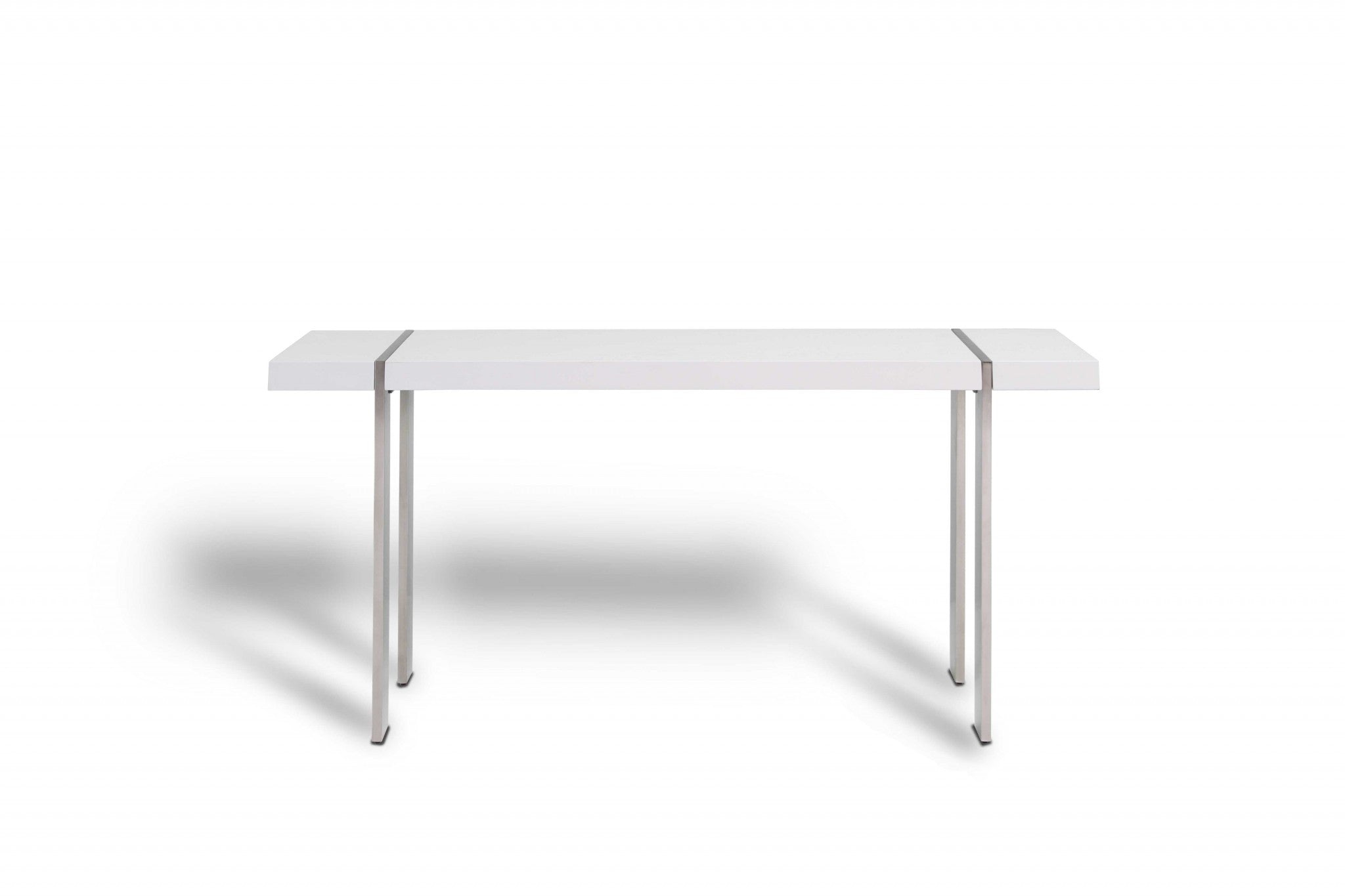 Console High Gloss White Polished Stainless Steel Legs.