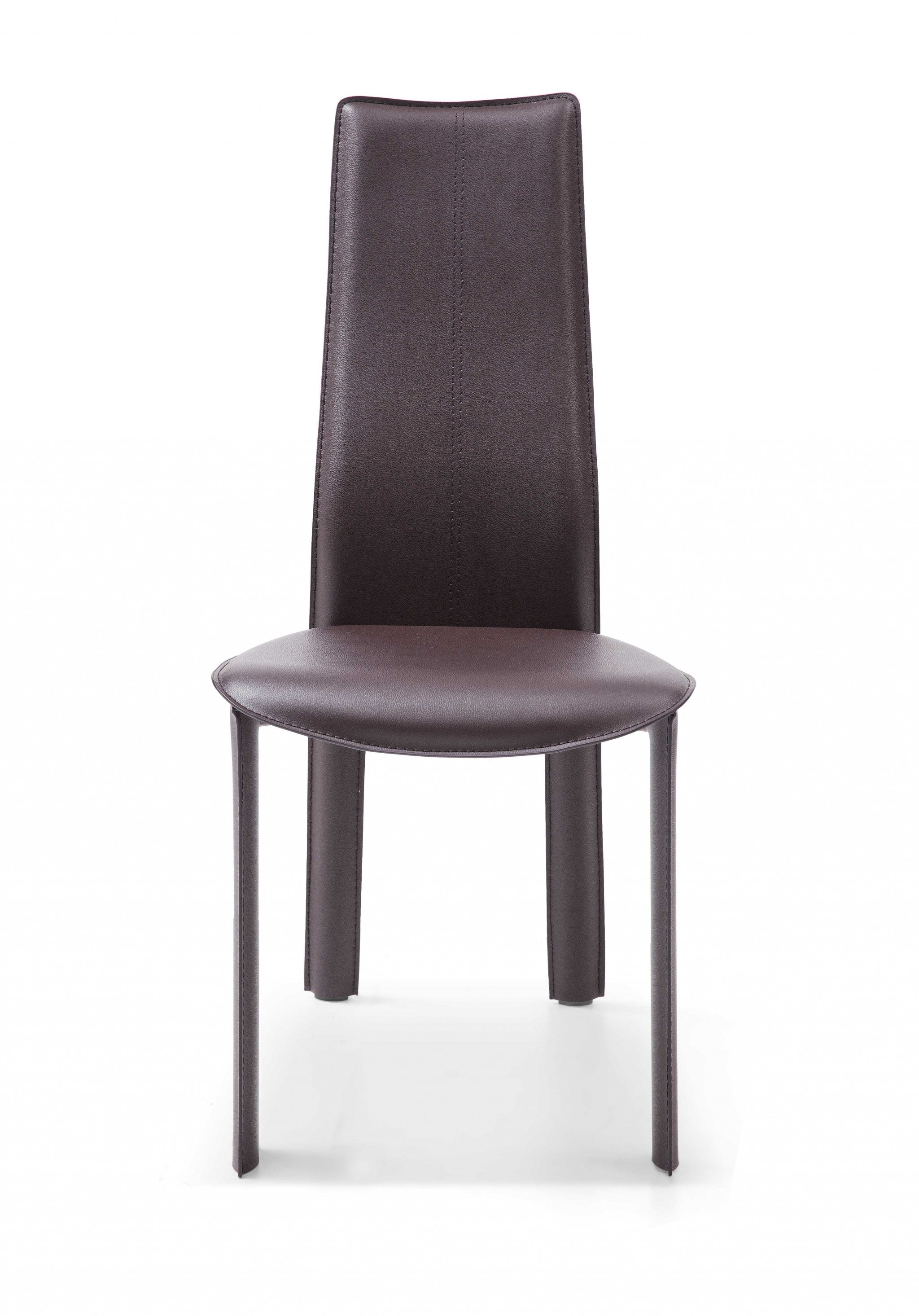 18" X 23" X 41" Chocolate Hard Leather Dining Chair