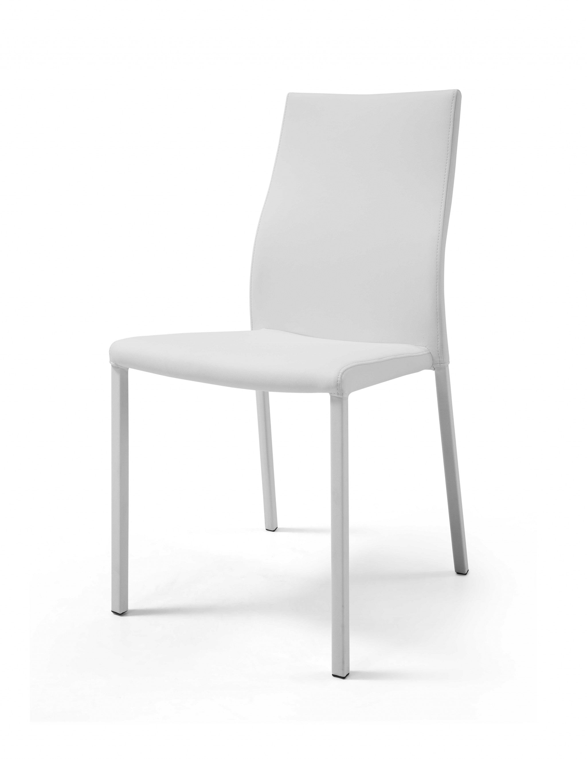 22" X 17" X 36" White Faux Leather / Metal Dining Chair