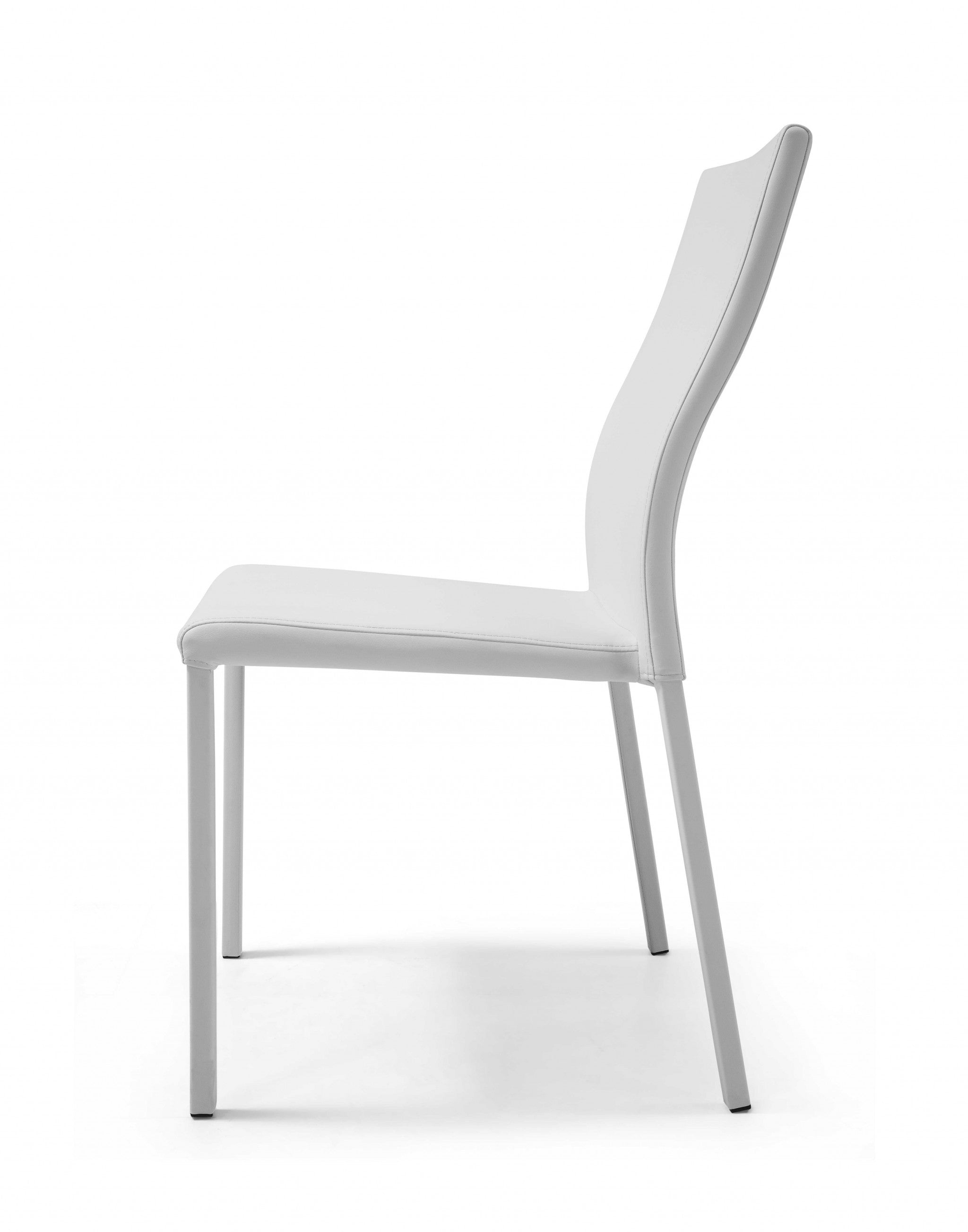 22" X 17" X 36" White Faux Leather / Metal Dining Chair