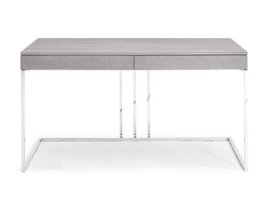 Desk In Gray Oak Veneer With Stainless Steel Base