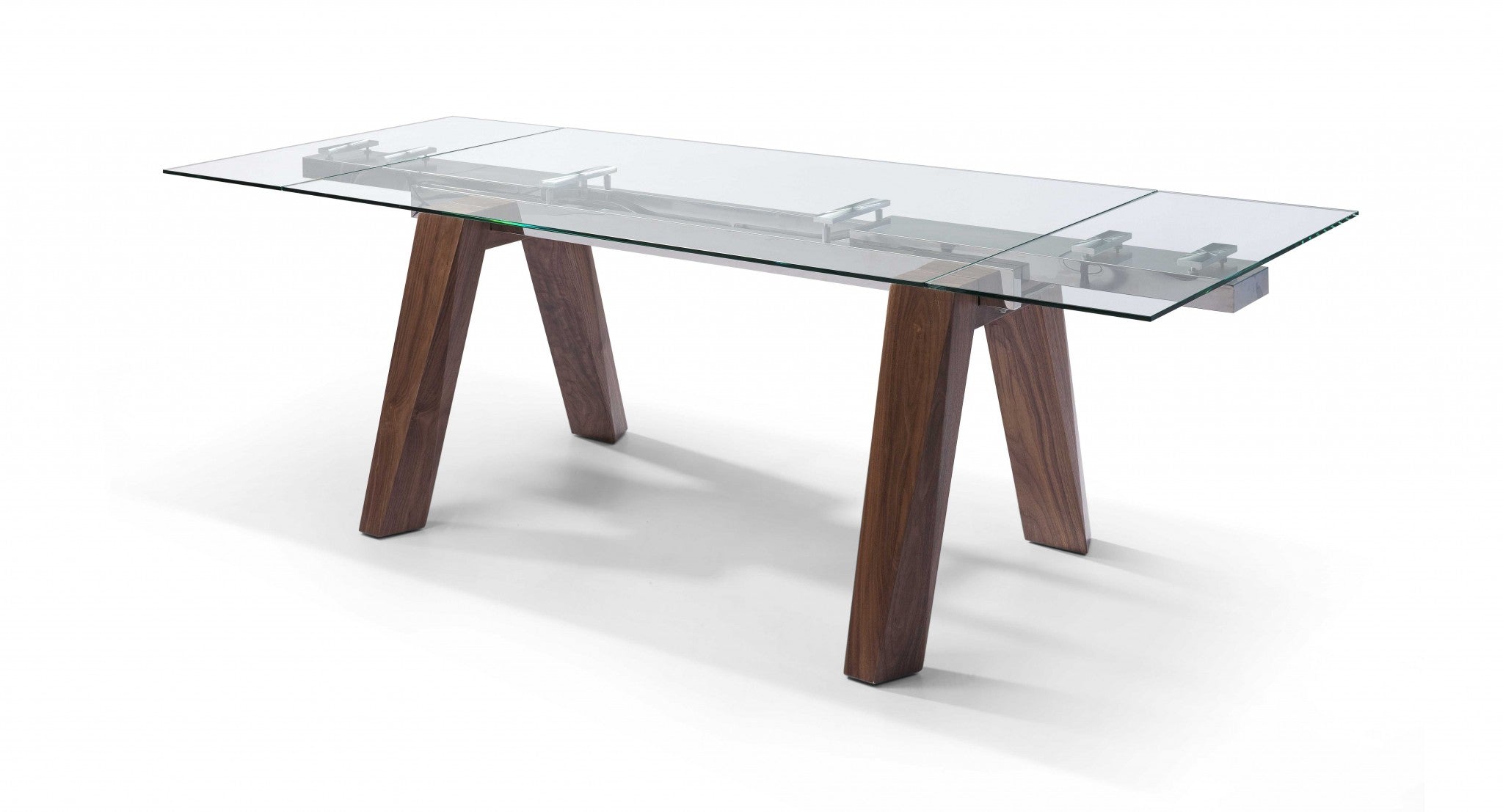 Extendable Dining Table 1/2" Tempered Clear Glass Top,