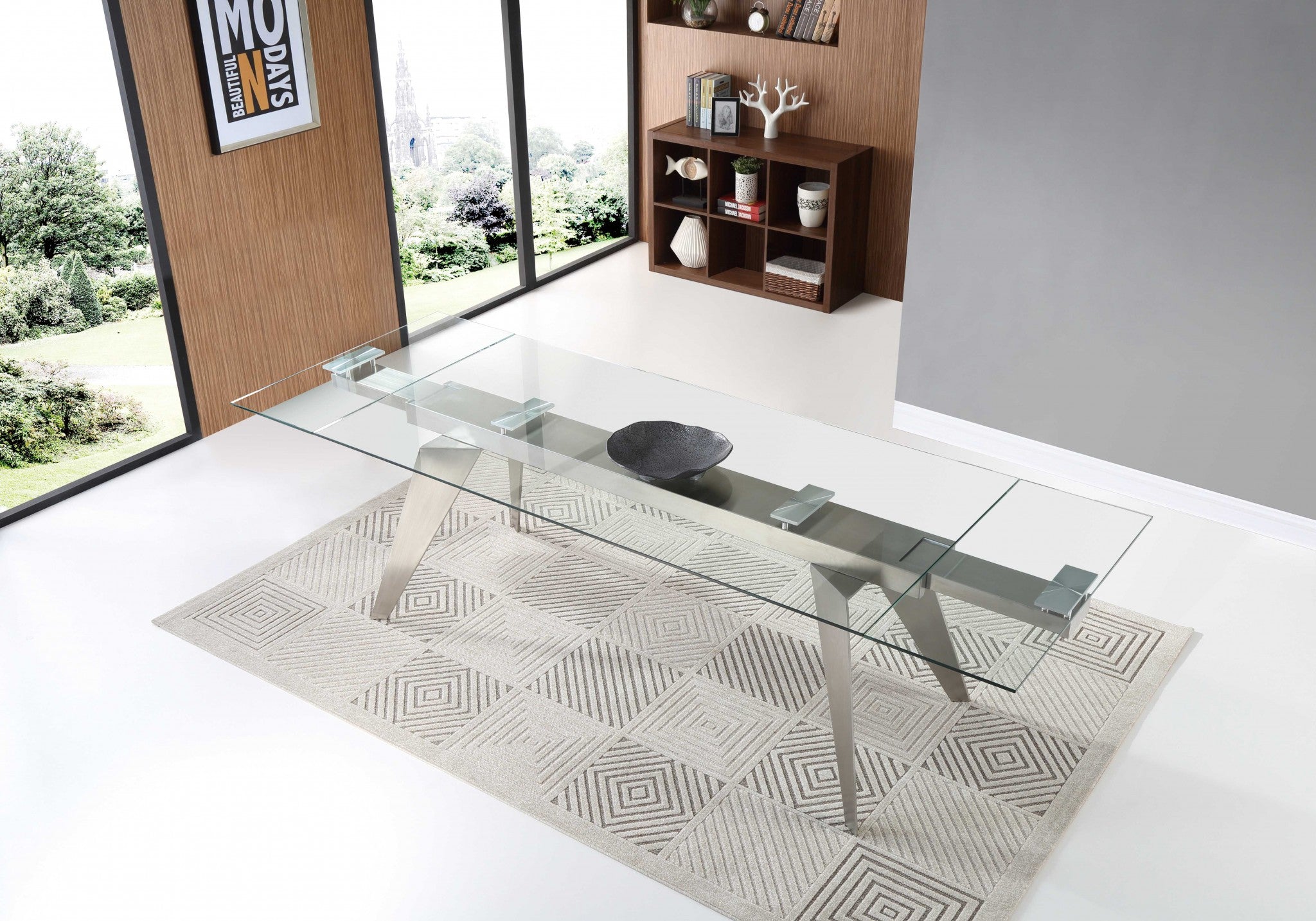 79" X 40" X 31" Clear Glass Extendable Dining Table