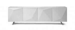94" X 18" X 29" White Glass Buffet