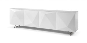 94" X 18" X 29" White Glass Buffet