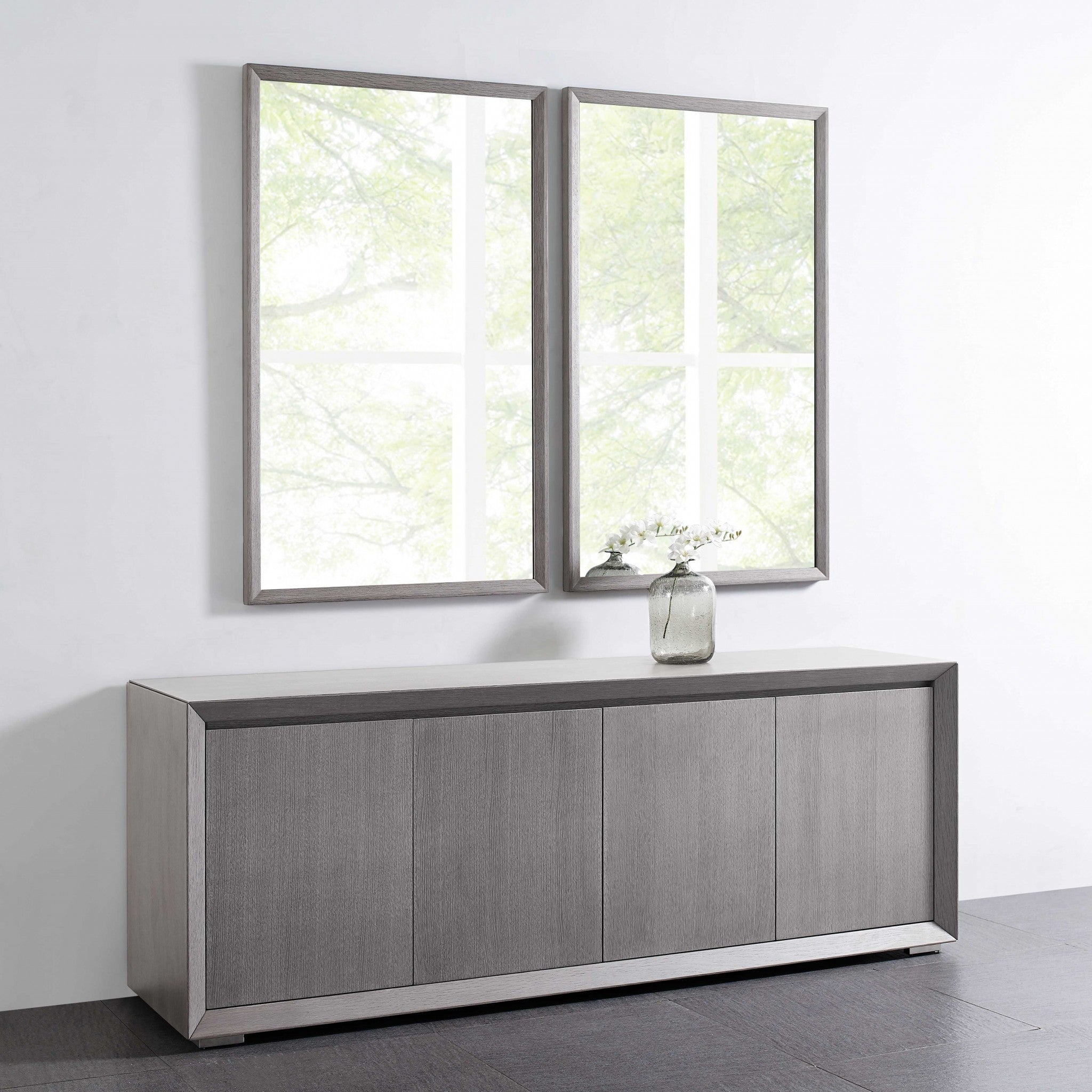 80" X 19.5" X 32" White Stainless Steel Buffet