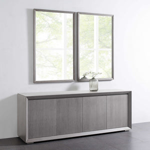 80" X 19.5" X 32" White Stainless Steel Buffet