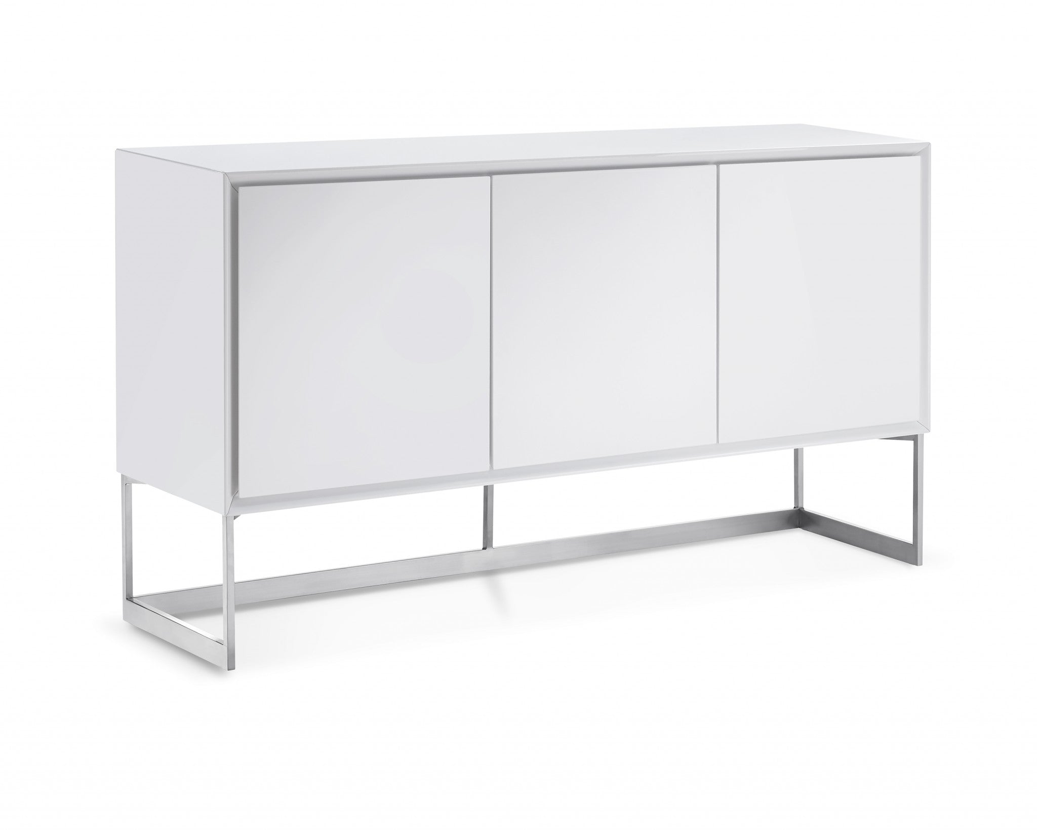 60" X 15" X 32" White Stainless Steel Buffet
