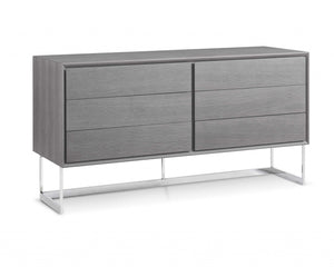 60" X 20" X 32" Gray oak Stainless Steel Buffet