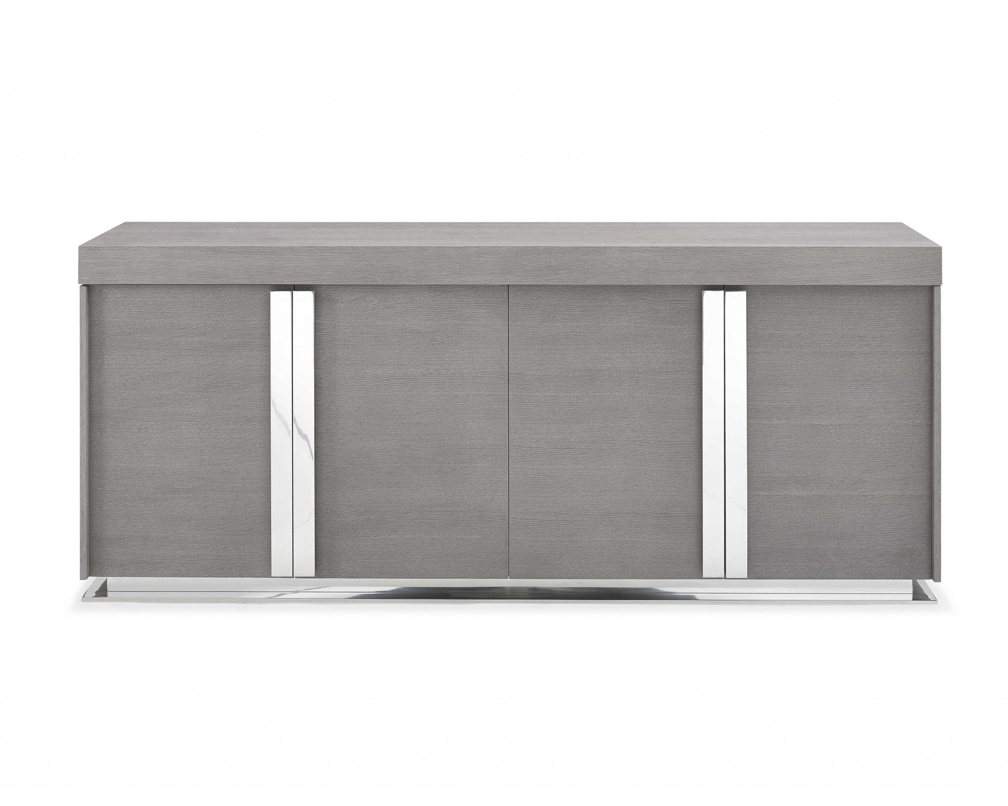 78" X 20" X 33" Gray Oak Stainless Steel Buffet