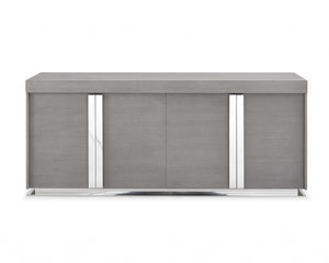 78" X 20" X 33" Gray Oak Stainless Steel Buffet
