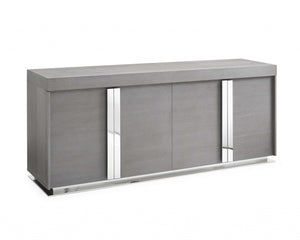 78" X 20" X 33" Gray Oak Stainless Steel Buffet