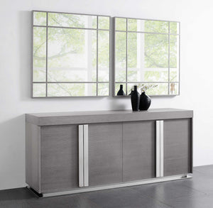 78" X 20" X 33" Gray Oak Stainless Steel Buffet