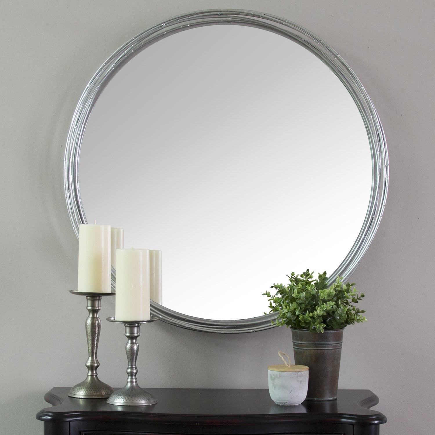 Silver Statement Metal Framed Wall Mirror