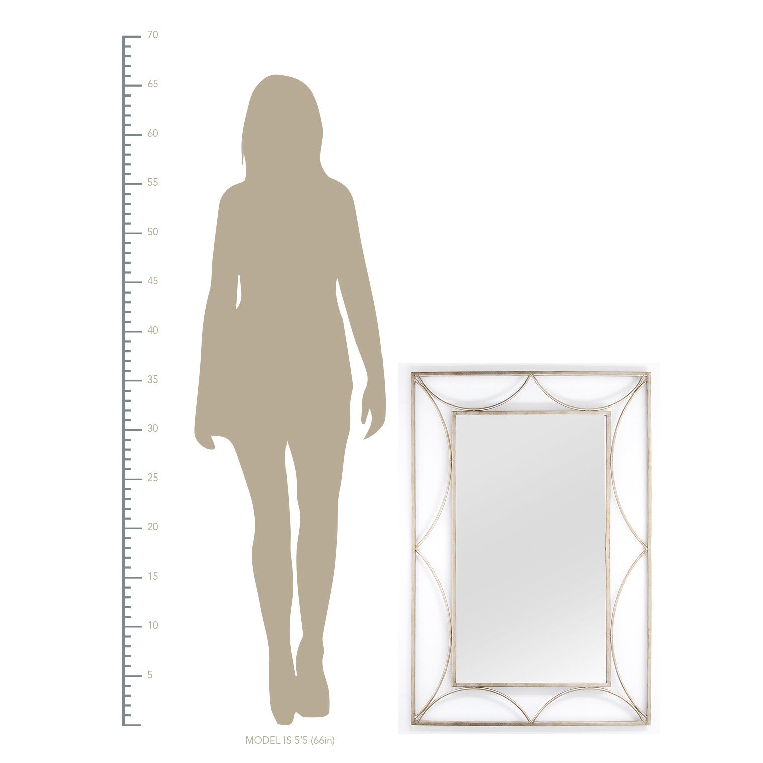 24" x 0.05" x 36" Silver Simple And Elegant Wall Mirror