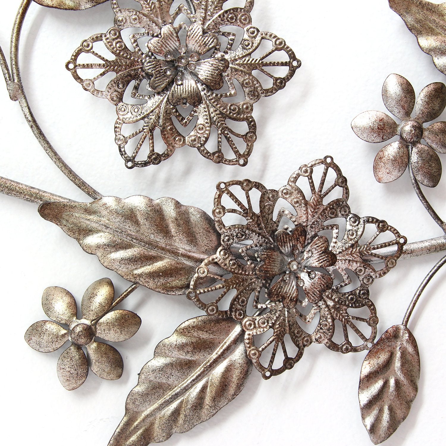 26" X 0.75" X 10" Silver Floral River Bend Wall Decor