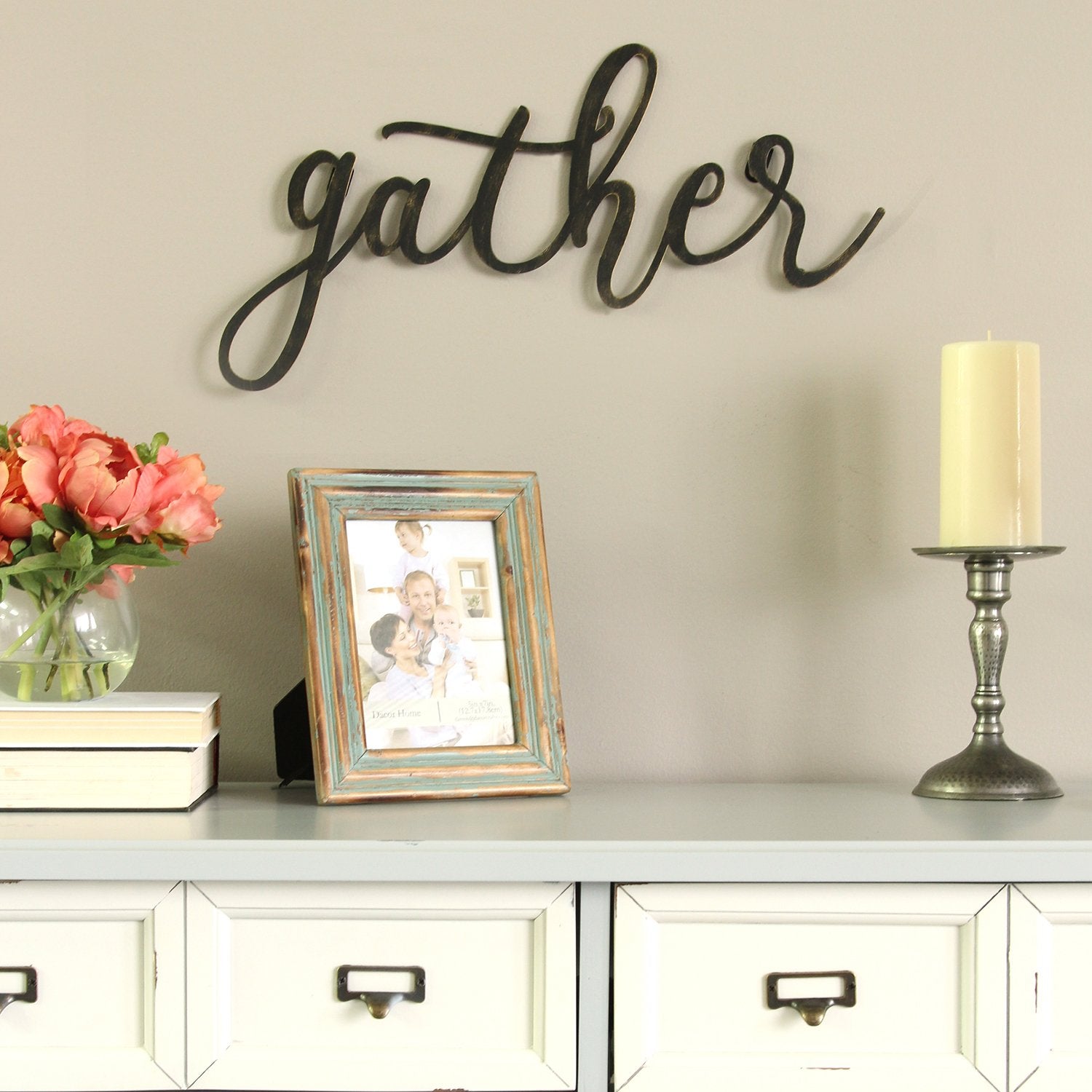 Black "Gather" Metal Script Wall Decor