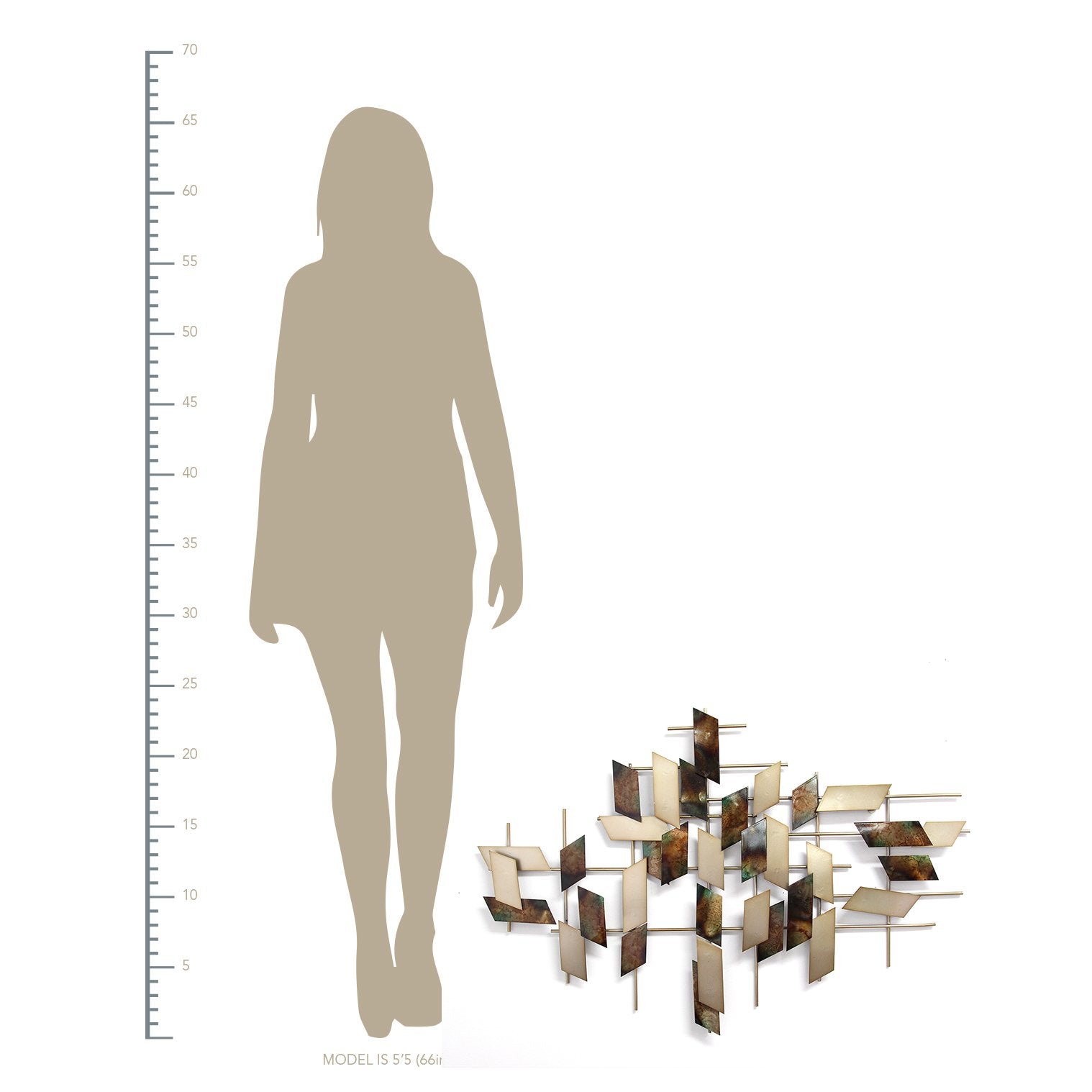 35.5" X 2" X 23.5" Multi-color Modern Mosaic Wall Decor