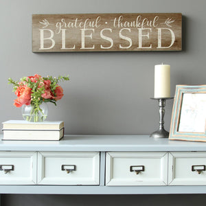 "Grateful  Thankful  Blessed" Wooden Wall Decor