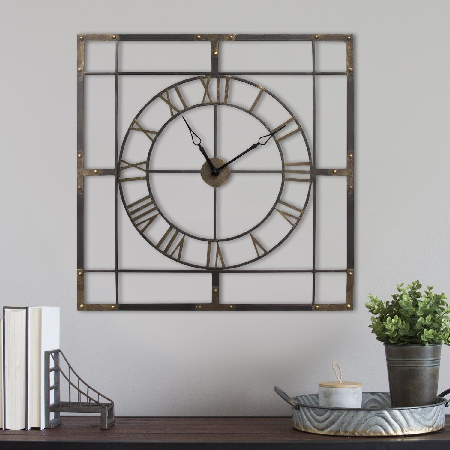 29.92" X 1.38" X 29.92" Bronze Large Industrial Wall Clock