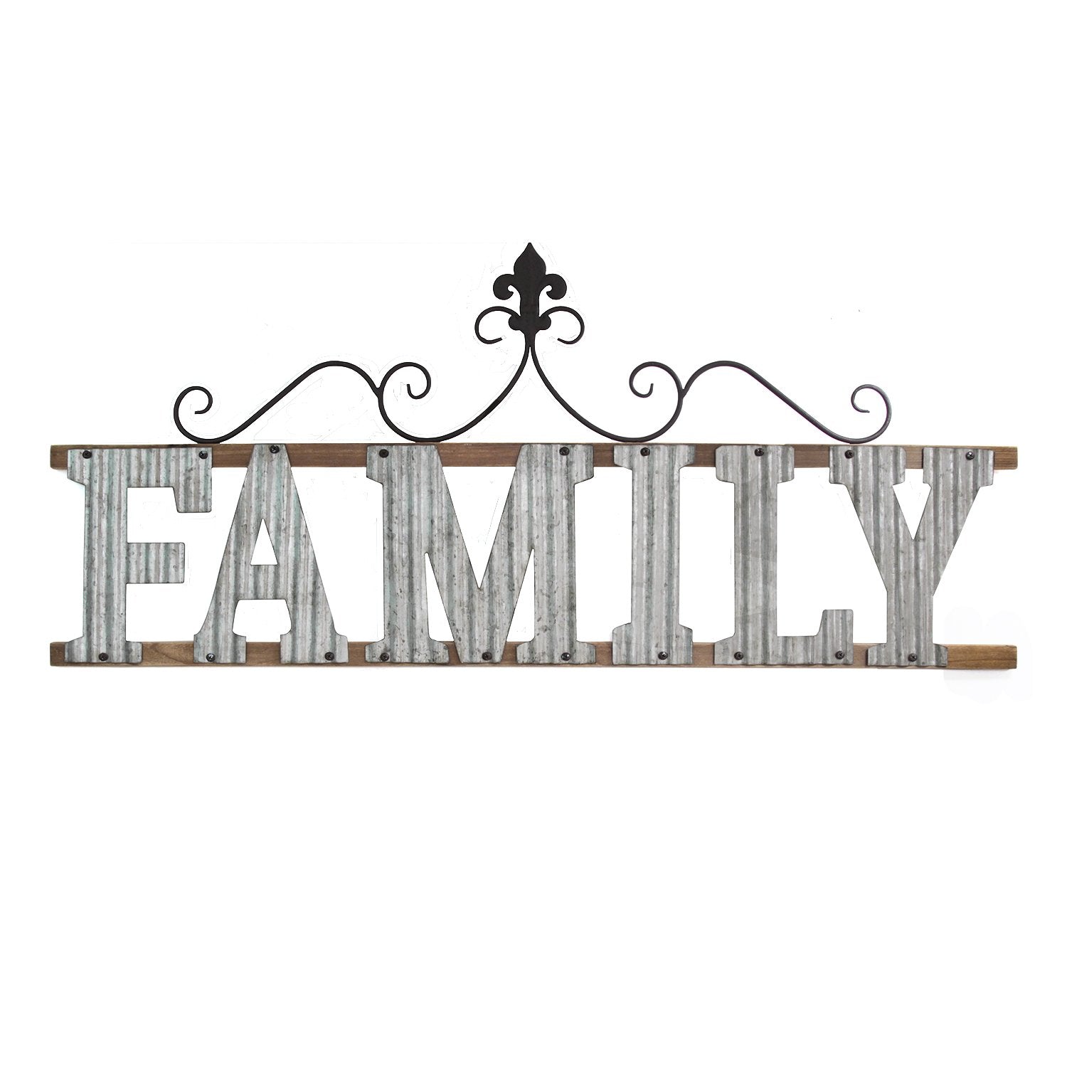 Interwoven "Family" Metal and Wood Wall Decor
