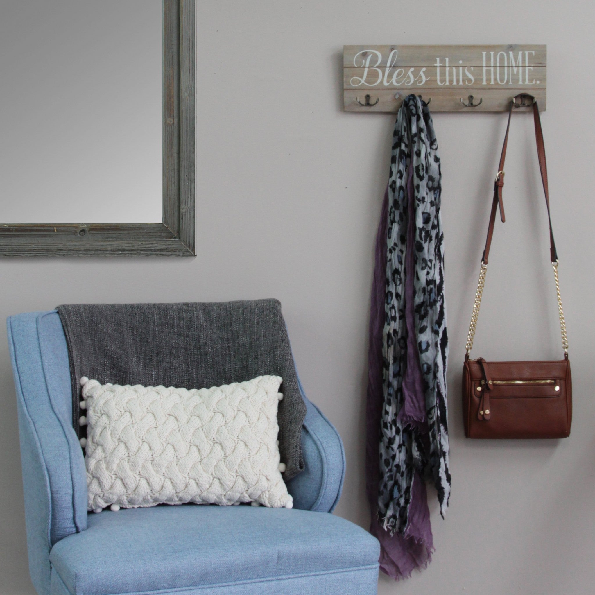 "Bless This Home" Wall Hanging with Handy Metal Hooks for haning