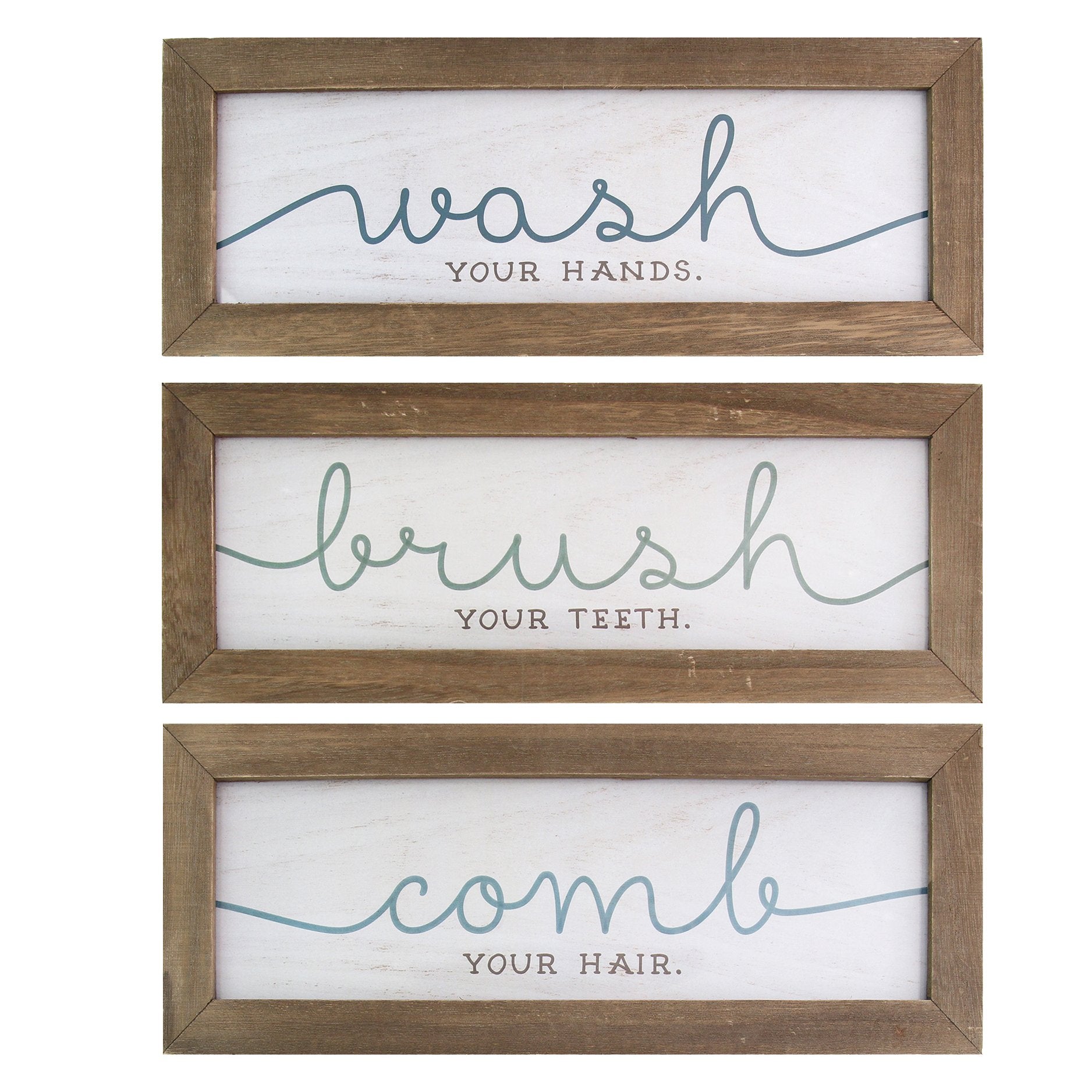 "Wash  Brush  Comb" Wooden Bath Art