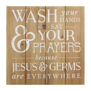 "Wash Your Hands  Say Your Prayers" Wooden Bath Wall decor