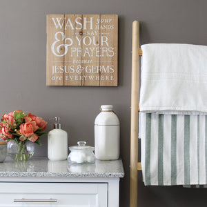 "Wash Your Hands  Say Your Prayers" Wooden Bath Wall decor