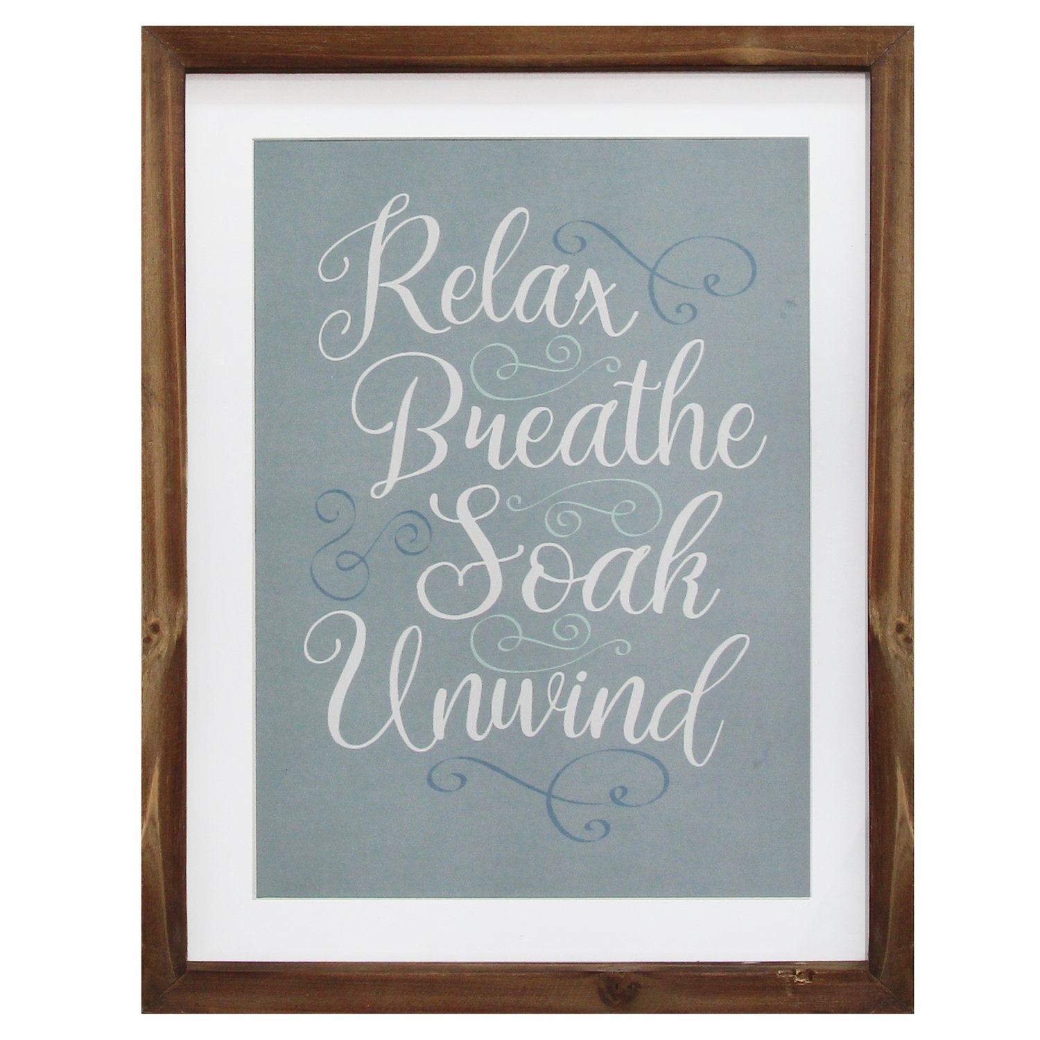 Natural Wood "Relax  Breathe  Soak  Unwind" Bath Decor
