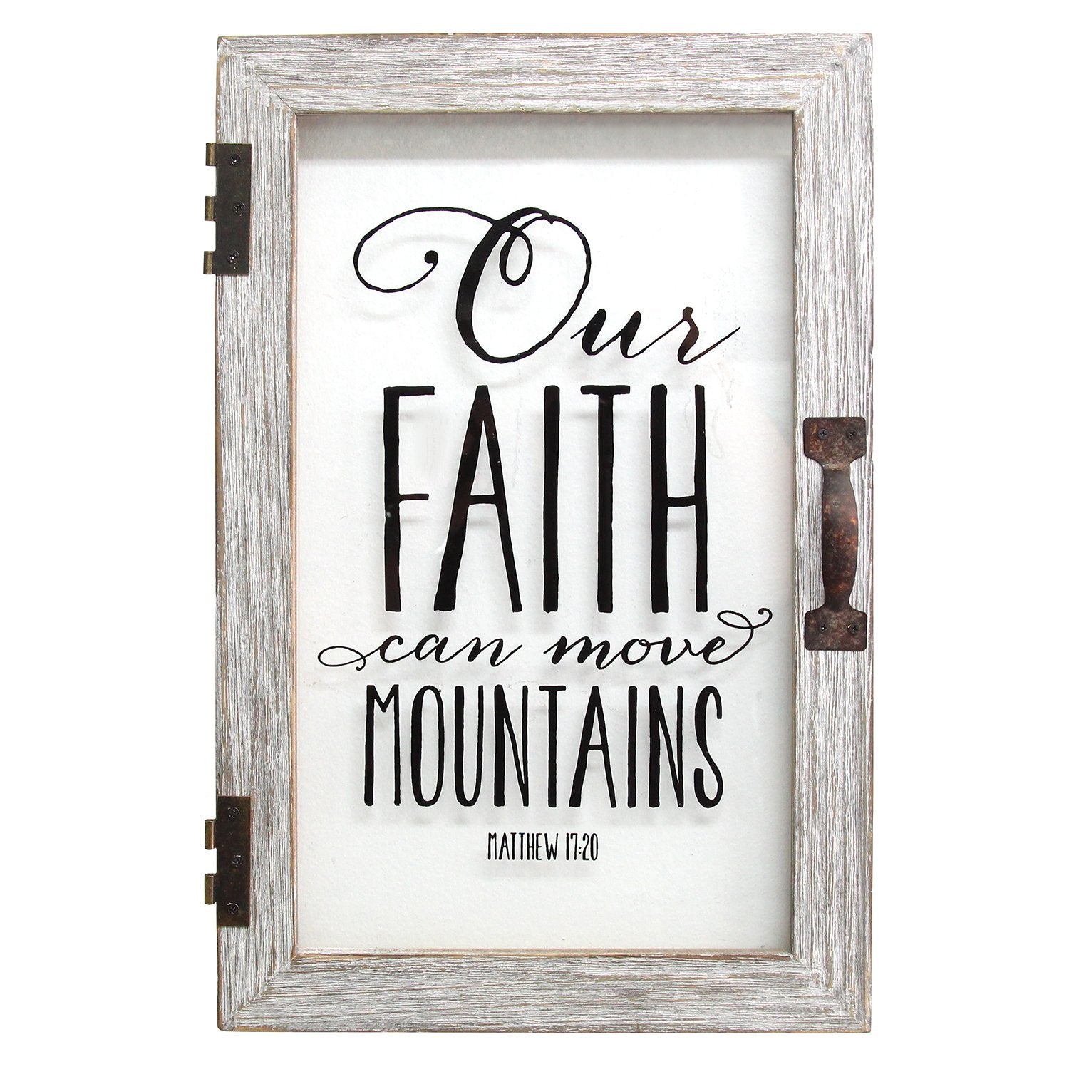 "Our Faith Can Move Mountains" Wooden and Glass Wall Decor