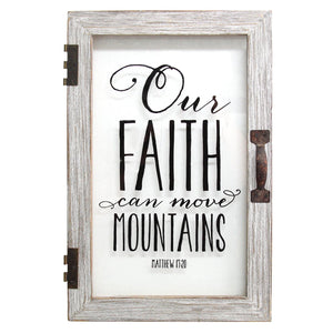 "Our Faith Can Move Mountains" Wooden and Glass Wall Decor