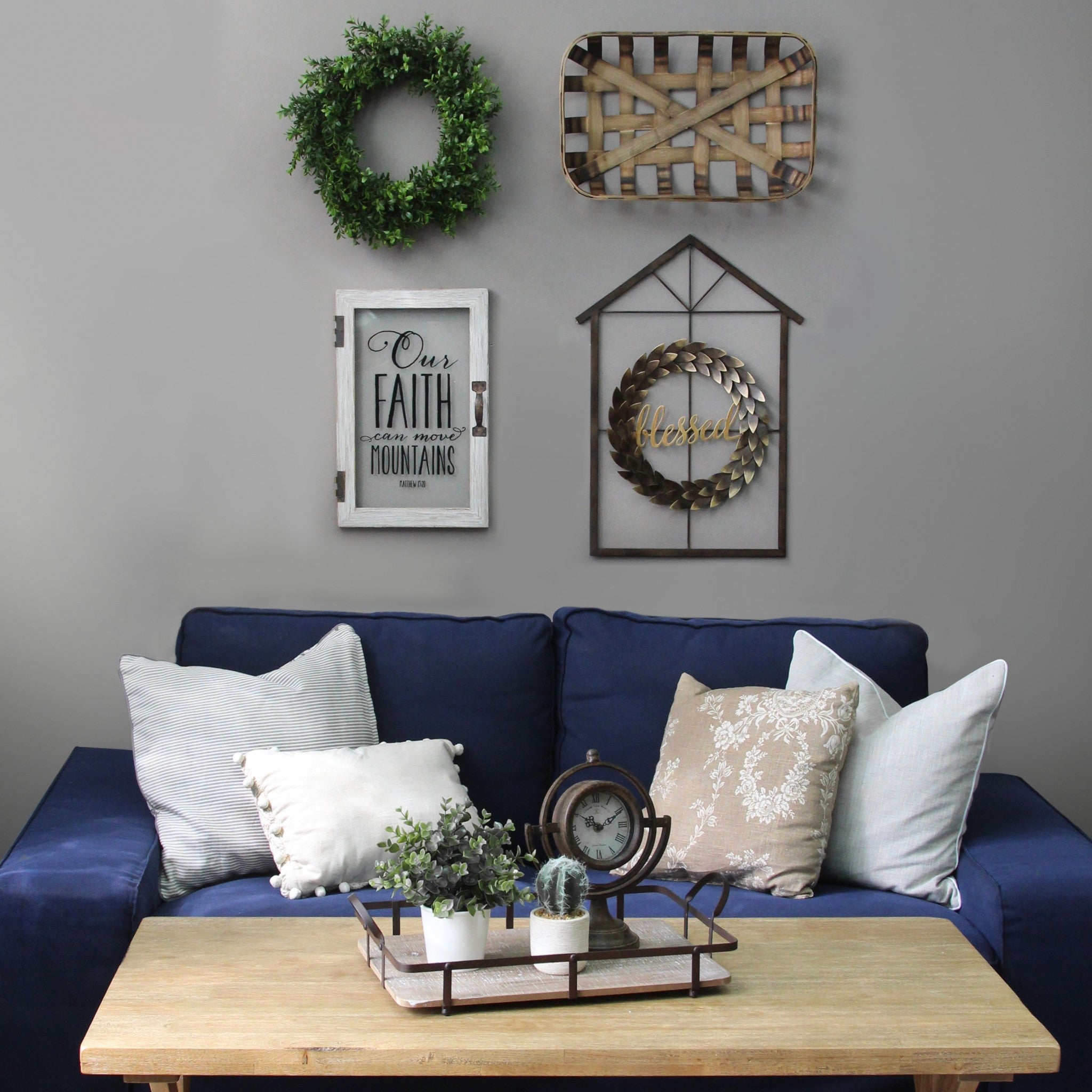 "Our Faith Can Move Mountains" Wooden and Glass Wall Decor