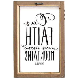 "Our Faith Can Move Mountains" Wooden and Glass Wall Decor