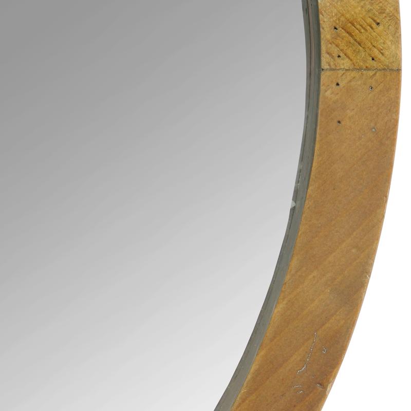 20" Chic Round Wood Framed Wall Mirror