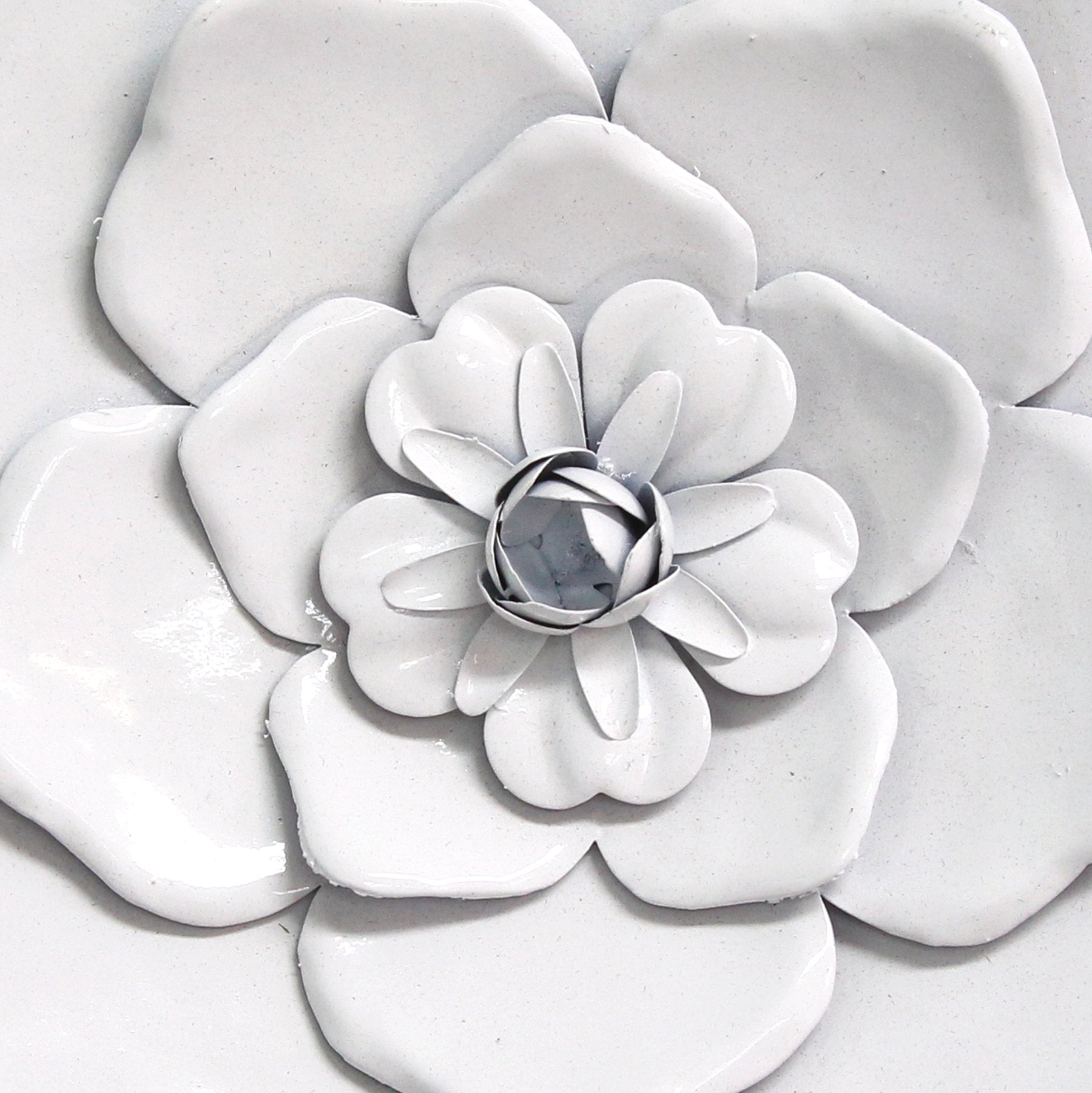 Set of 3 Alluring White Metal Flowers  Wall Art Decor