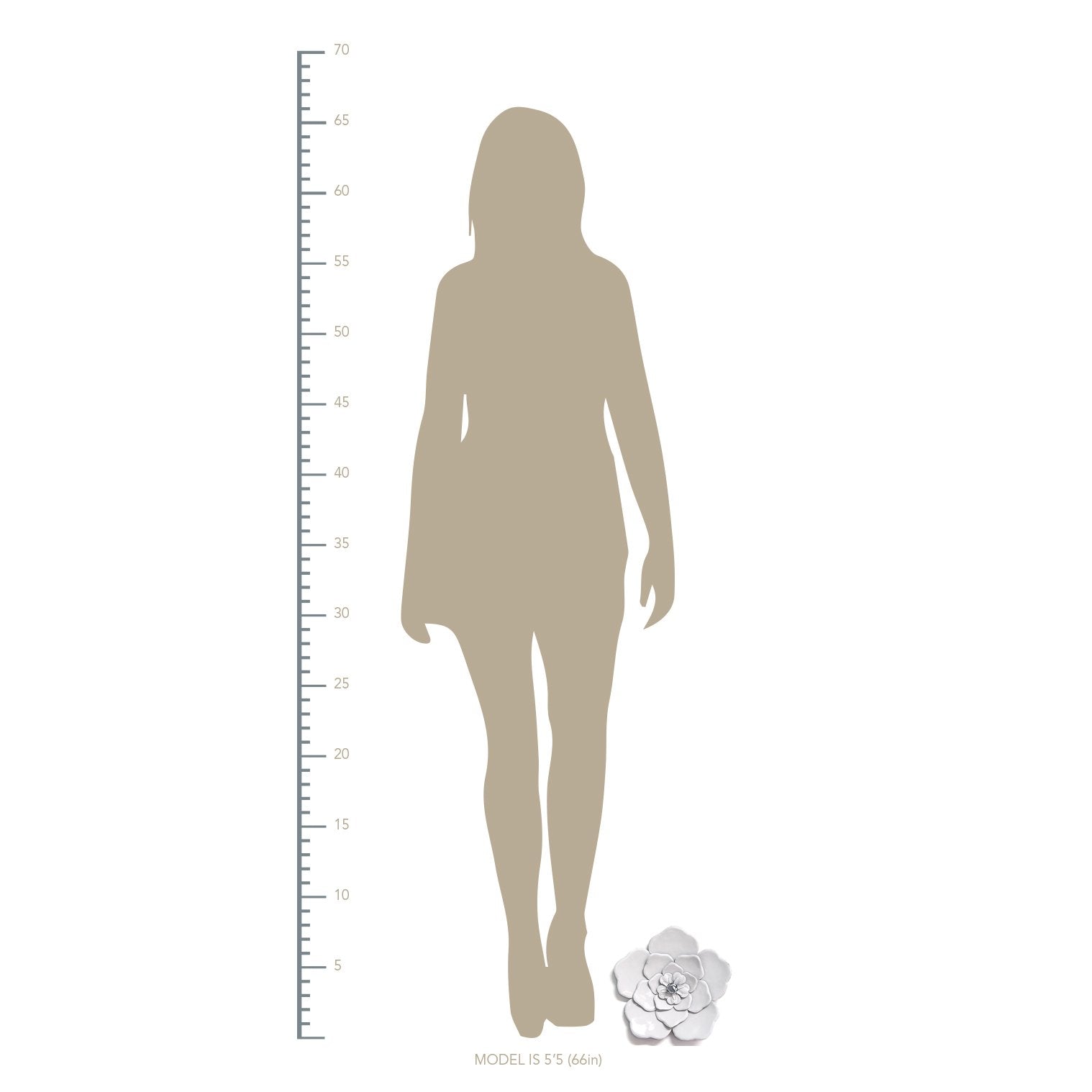 Set of 3 Alluring White Metal Flowers  Wall Art Decor