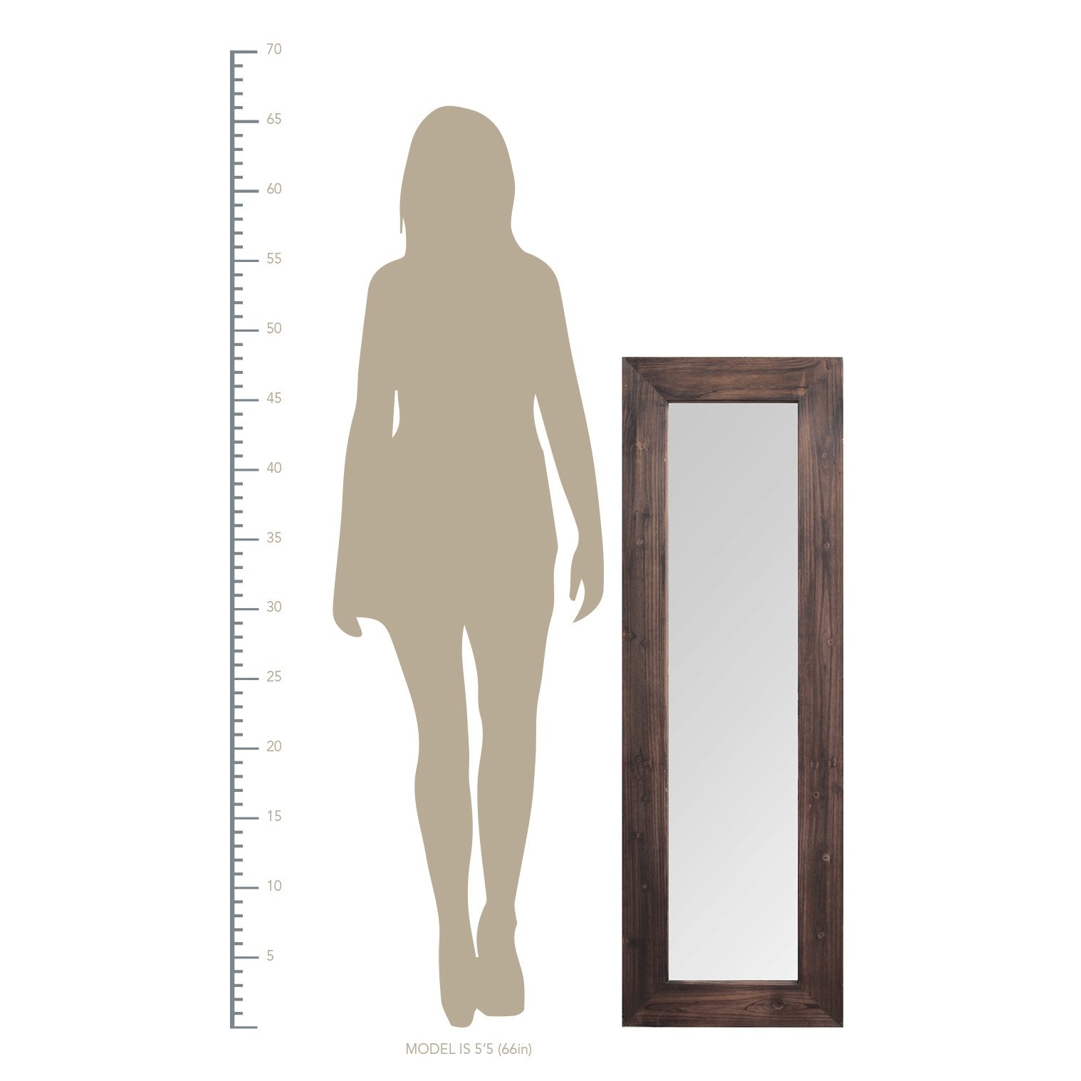 15.94" X 1.26" X 48.03" Dark Natural Wood Long-Length Design Mirror
