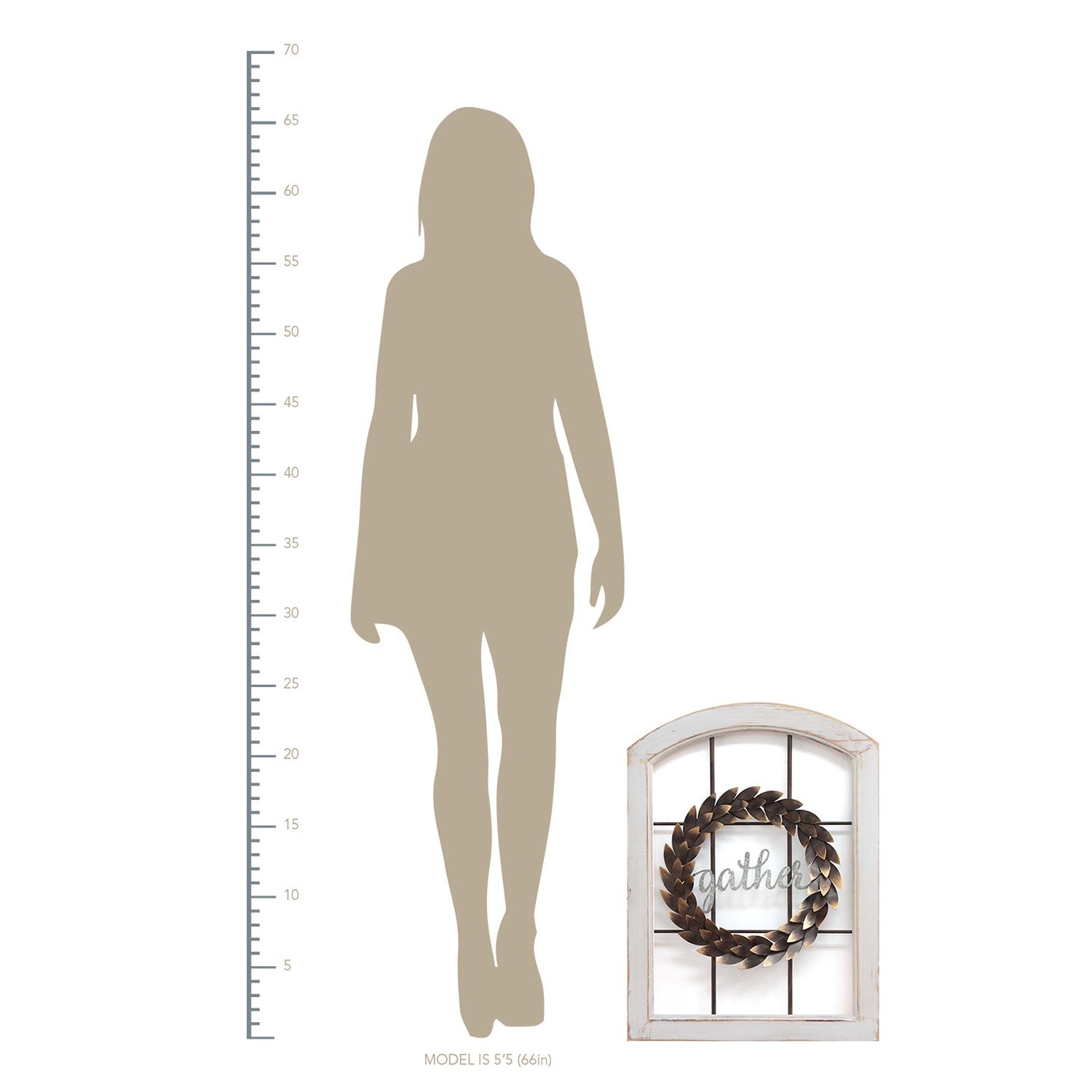 Farmhouse "Gather" Metal Window Wreath Wall Decor