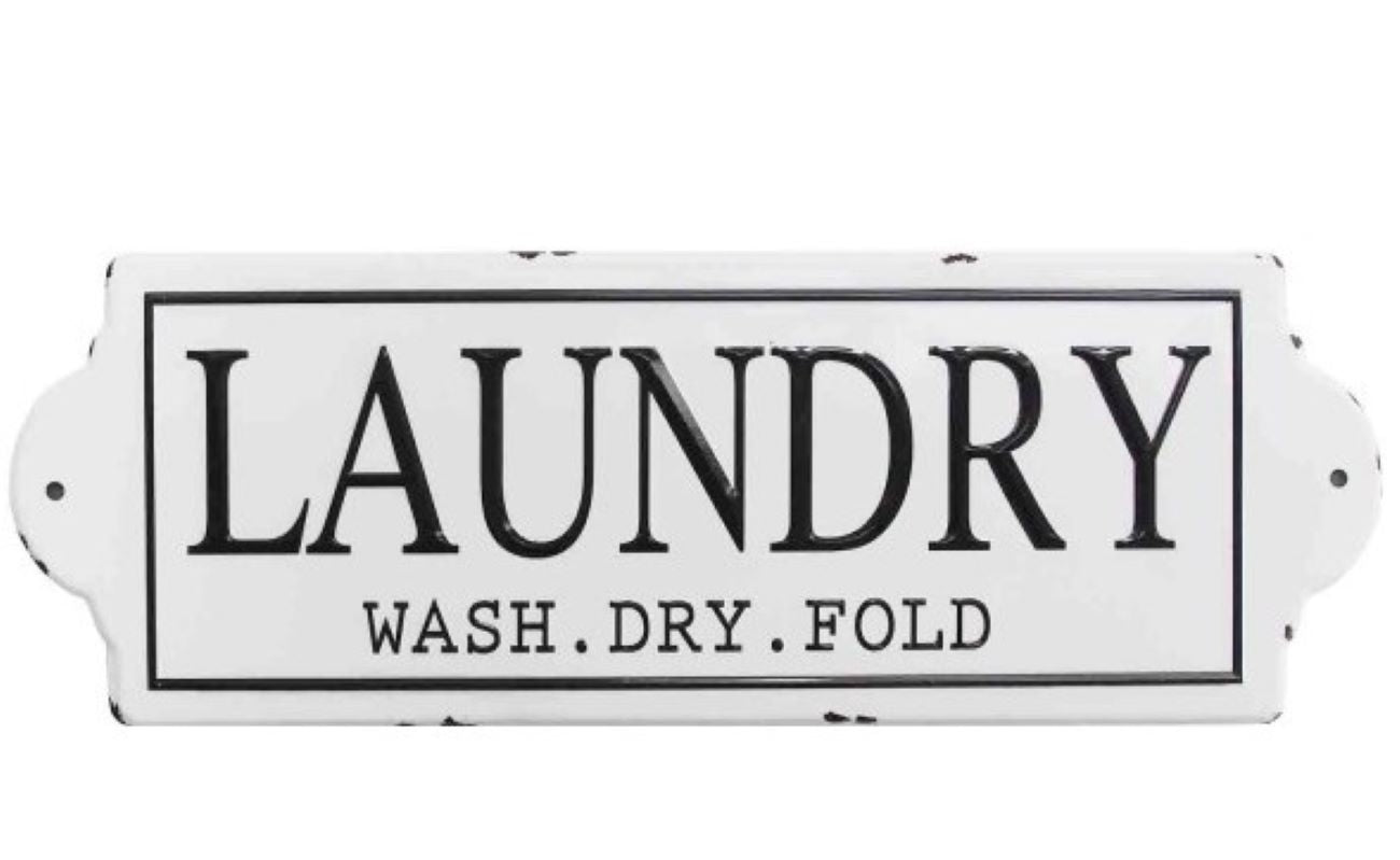 "Wash Dry Fold" Metal Laundry Wall Decor