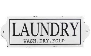 "Wash Dry Fold" Metal Laundry Wall Decor