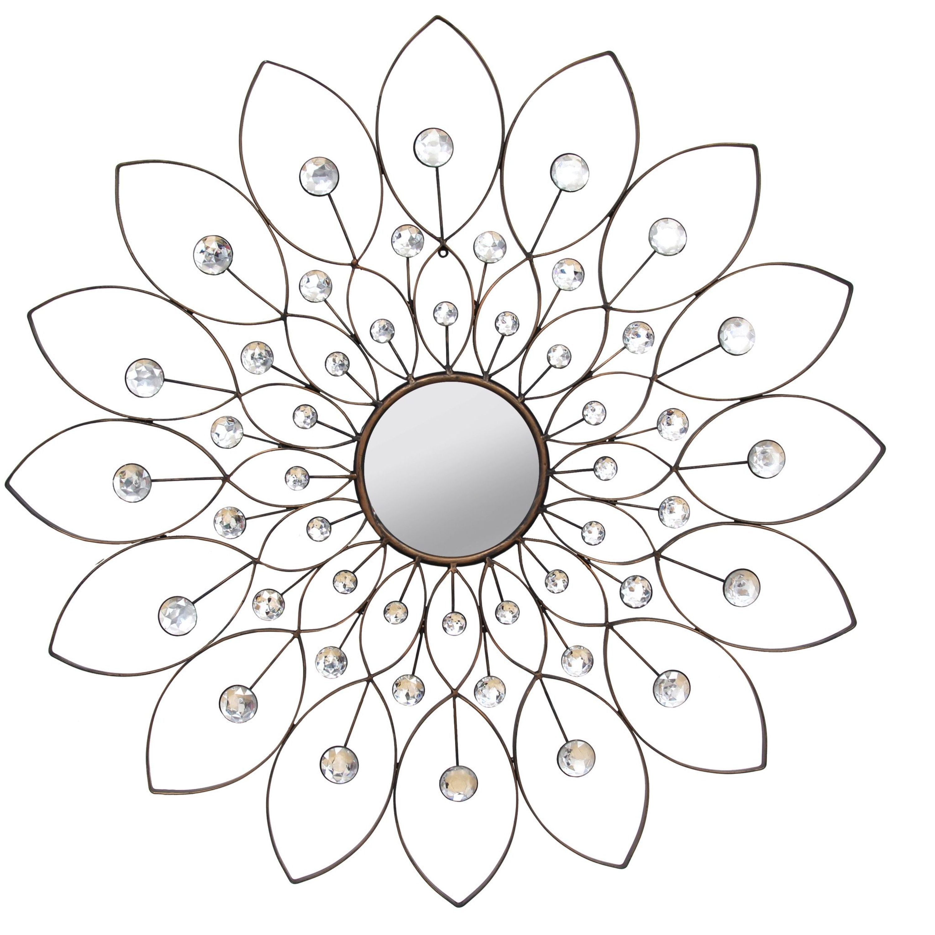 6.5" Decorative Metal Flower Frame Wall Mirror