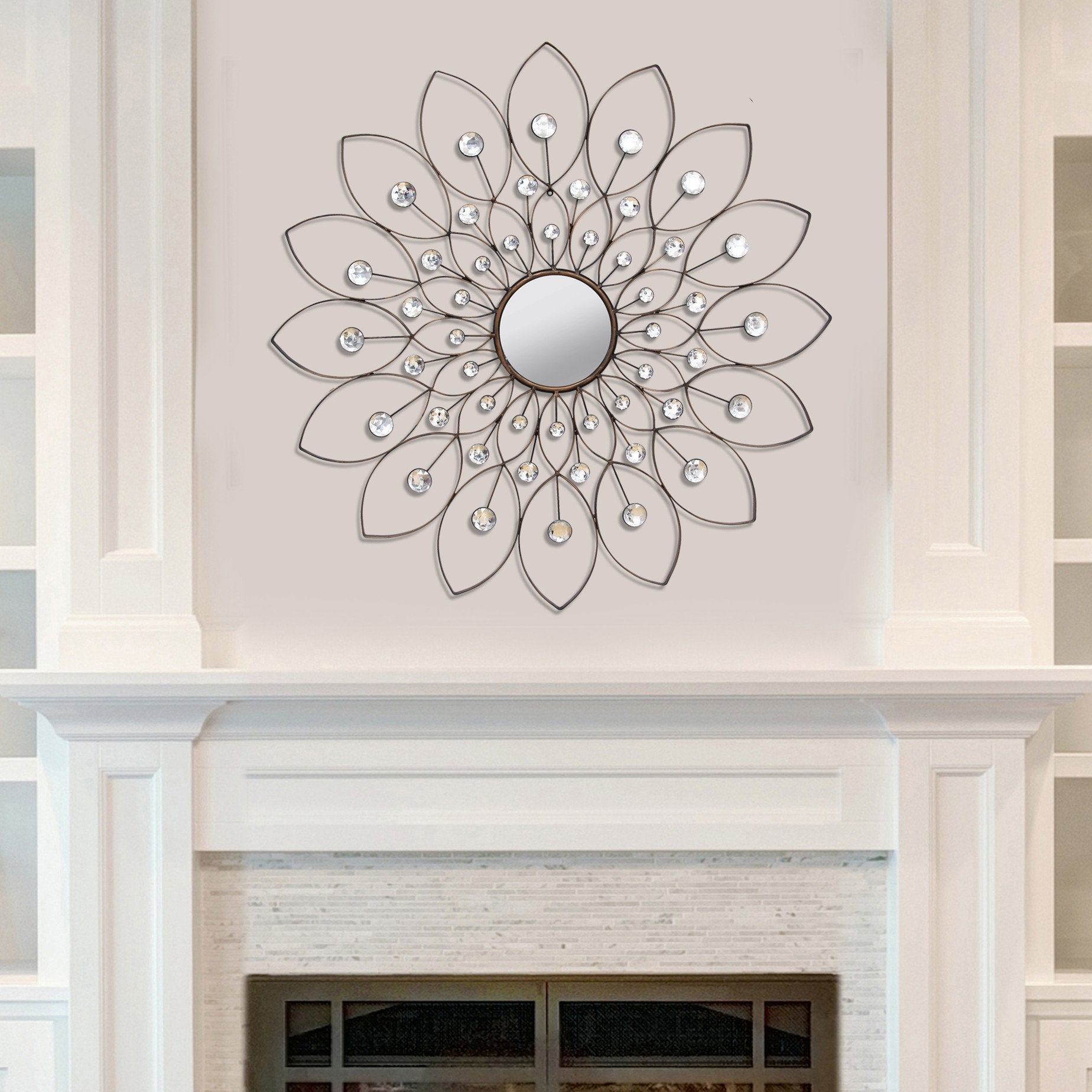 6.5" Decorative Metal Flower Frame Wall Mirror