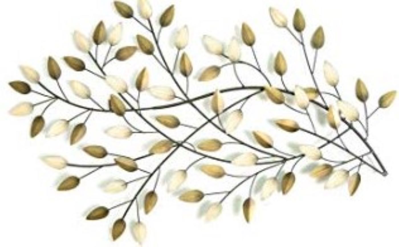 Brushed Gold Flowing Leaves Metal Wall Decor