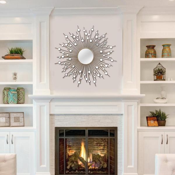 Bronze Modern Sunburst Design Wall Mirror with Mini Mmirrors