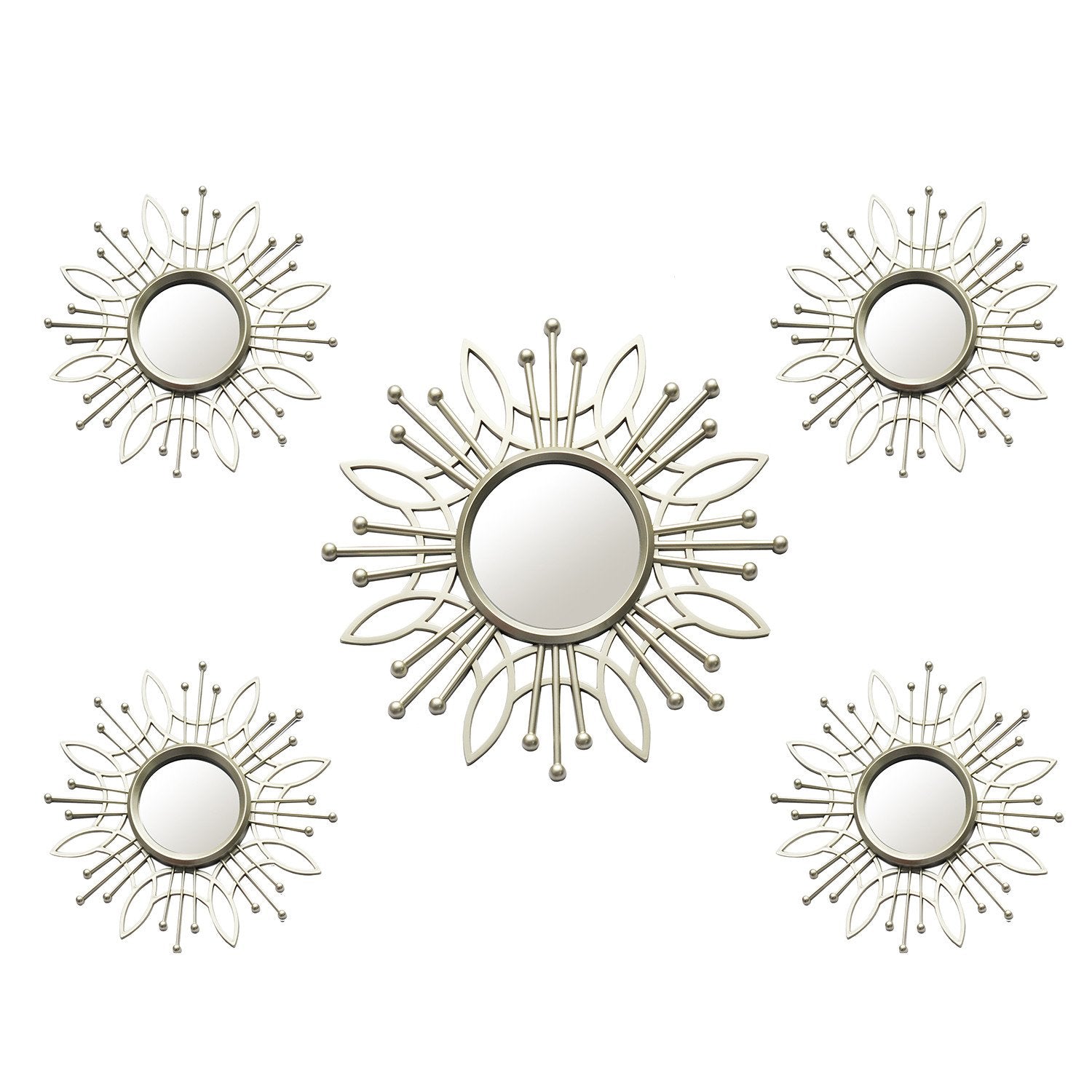 15.5" Round Champagne Burst Metal Framed Wall Mirror