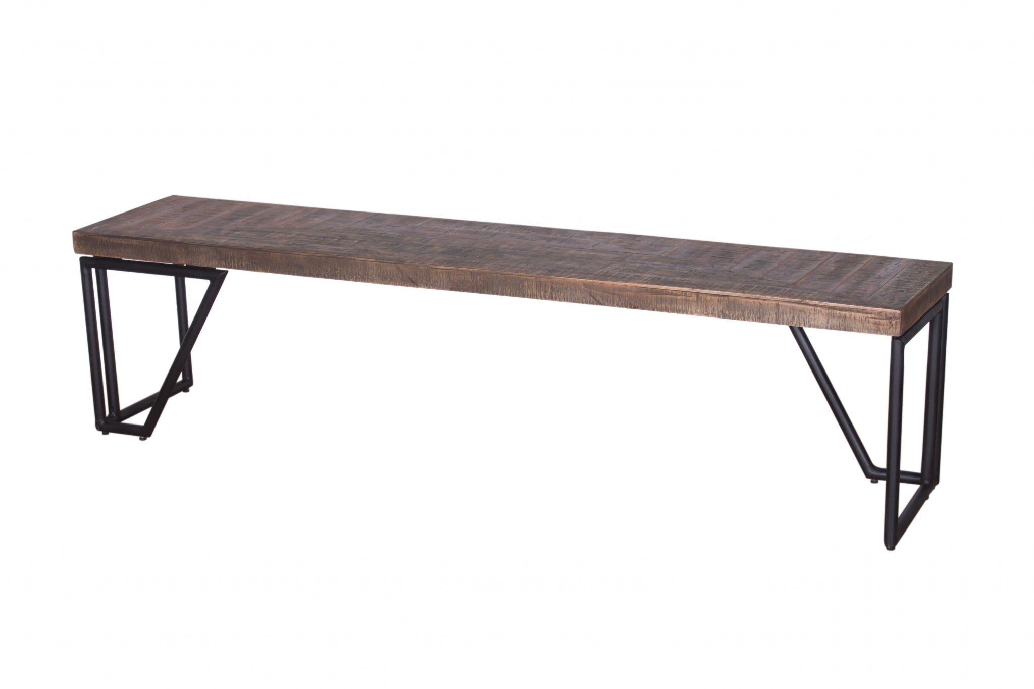 15" X 72" X 18" Natural/Black Wood Iron Large Bench