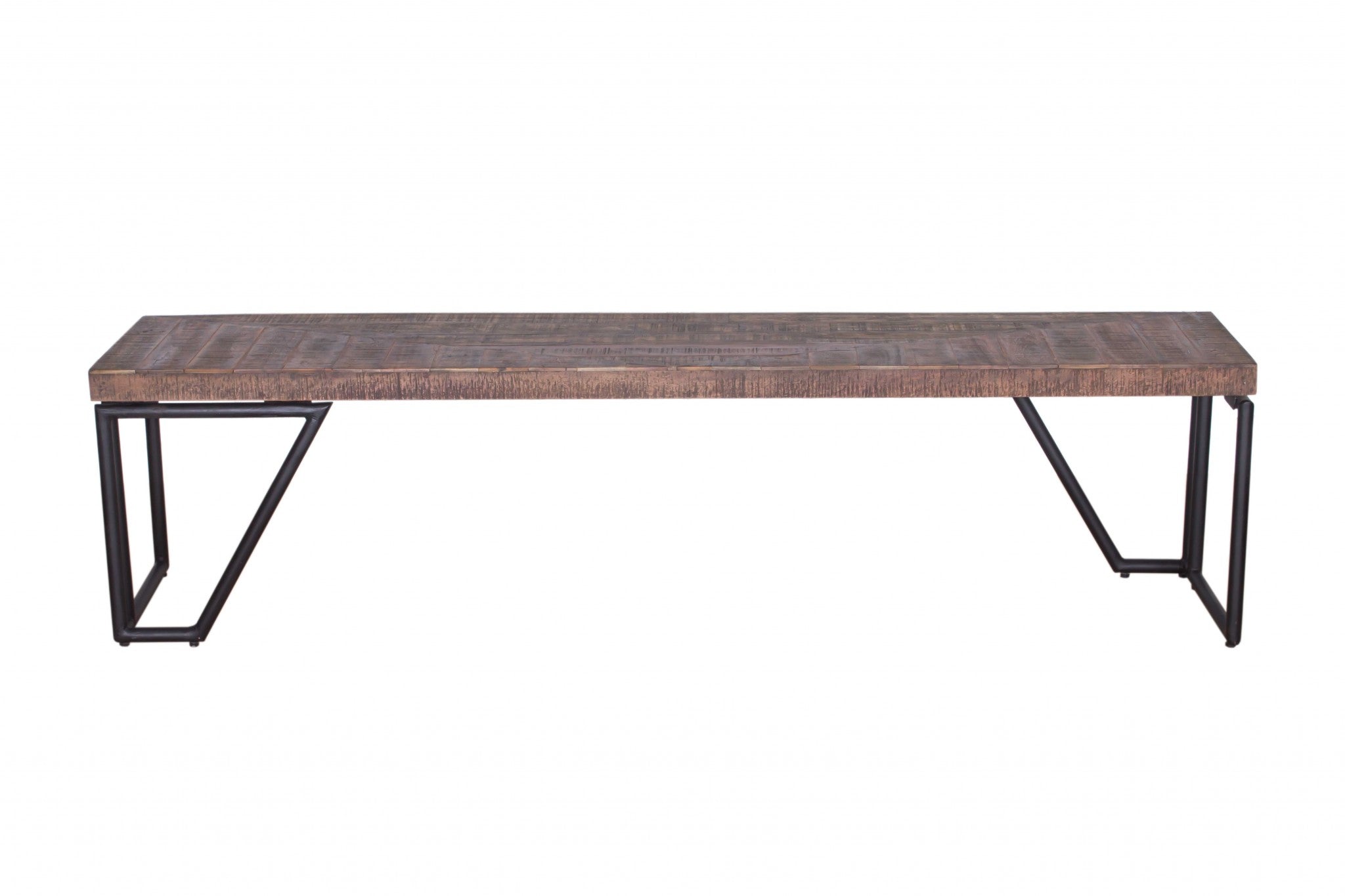 15" X 72" X 18" Natural/Black Wood Iron Large Bench