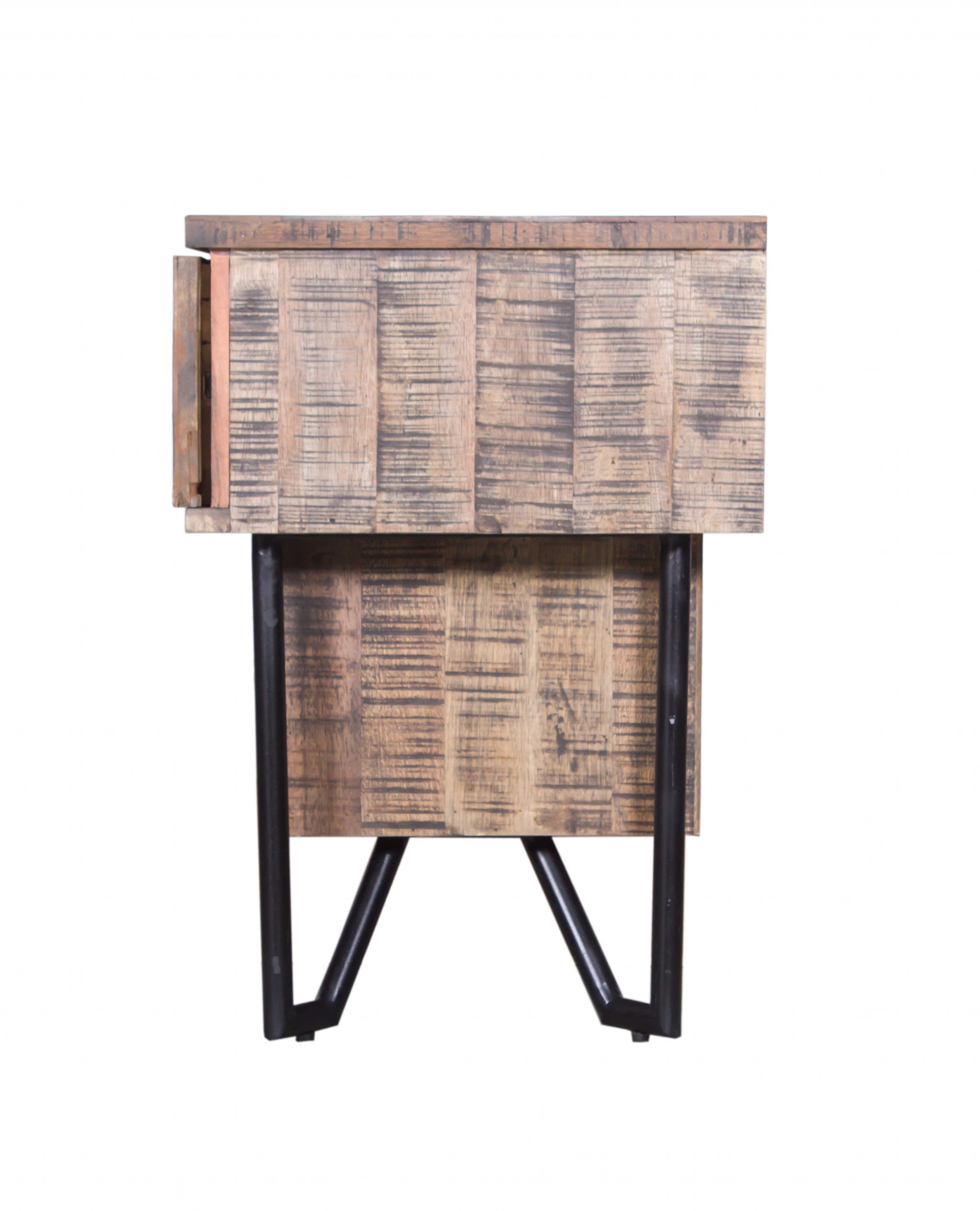 20" X 63" X 28.5" Natural/Black Wood Iron Media Unit