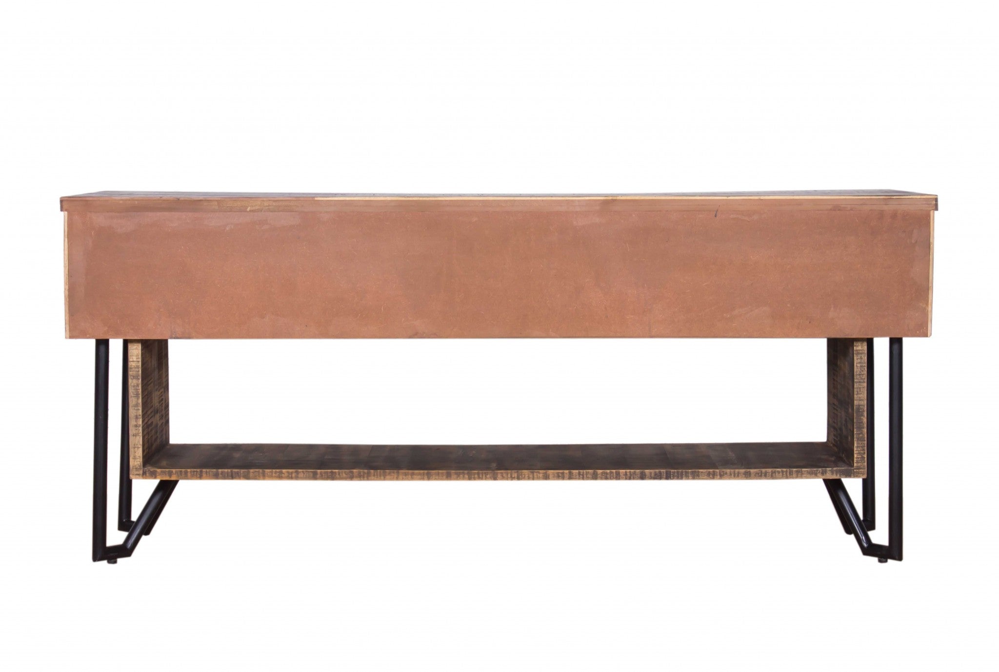 20" X 63" X 28.5" Natural/Black Wood Iron Media Unit